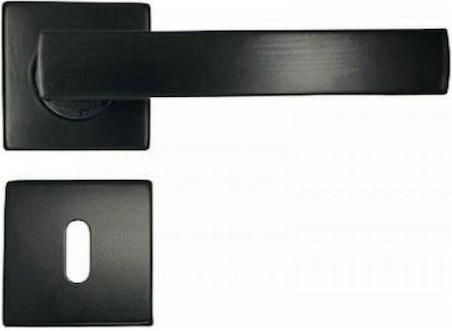 Πόμολο Import Hellas 52081 Μεσόπορτας με Ροζέτα Ζεύγος Ματ Μαύρο