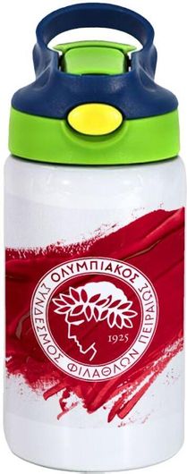 Παιδικό Παγούρι Θερμός Olympiacos F.C. Ανοξείδωτο με Καλαμάκι Ασφαλείας 350ml Πράσινο / Μπλε