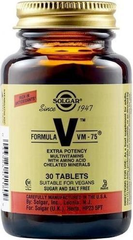 Solgar Formula VM-75 Βιταμίνη για Ενέργεια 30 Ταμπλέτες