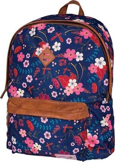 Σχολική Τσάντα Πλάτης Δημοτικού Marshmallow Blue Flowers 32x14x41cm Μπλε