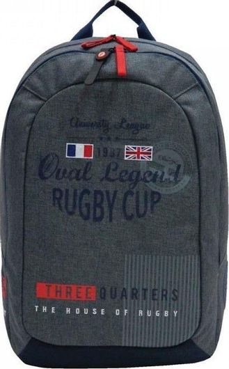 Σχολική Τσάντα Πλάτης Γυμνασίου / Λυκείου Bagtrotter Oval Legend Rugby 33x20x51cm Γκρι
