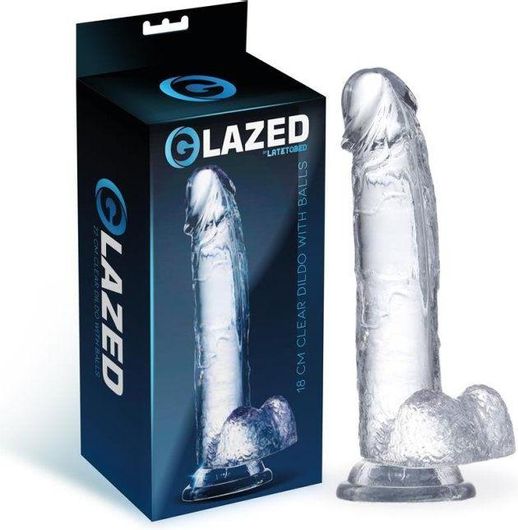 Dildo LateToBed GL-967 Ρεαλιστικό με Όρχεις & Βεντούζα 18cm Διάφανο