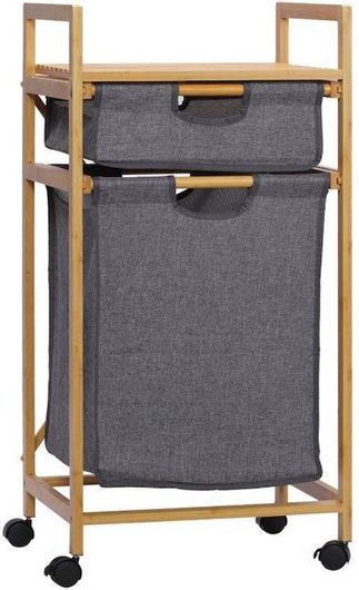 Τροχήλατο Καλάθι Απλύτων από Μπαμπού με 2 Χώρους HOMCOM 850-180