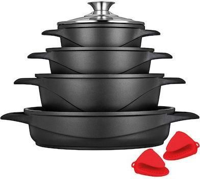 Σετ Μαγειρικών Σκευών με Γυάλινα Καπάκια 10 τμχ Smile MGK-17