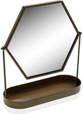 Καθρέπτης Μακιγιάζ Finezzahome Μεταλλικός Επιτραπέζιος Περιστρεφόμενος με Θήκη 18.1x10x27.5cm Χρυσό