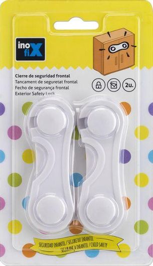 Inofix Προστατευτικά για Ντουλάπια & Συρτάρια με Αυτοκόλλητο από Πλαστικό Λευκό 5.7x5.7cm 2τμχ