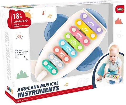 Μεταλλόφωνο Luna Toys Αεροπλανάκι 35x9x25cm Μπλε για 18+ Μηνών