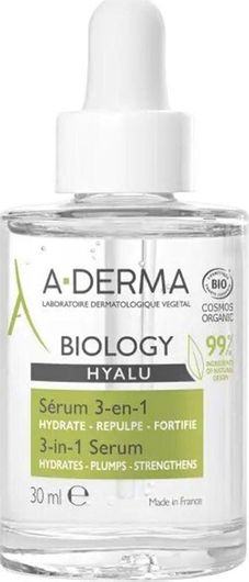 A-Derma Biology Hyalu Organic 3in1 Ενυδατικό Serum Προσώπου με Υαλουρονικό Οξύ για Αναζωογόνηση 30ml
