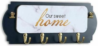 Κρεμάστρα Τοίχου Iliadis 76547 Our Sweet Home Μεταλλική 4 Θέσεων 15x40x4.5cm Μαύρο