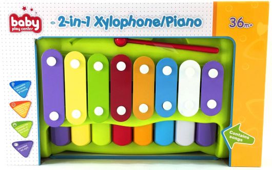 Μουσικό Παιχνίδι Παιδικό Ξυλόφωνο Πιάνο 2 σε 1 για 3+ Ετών