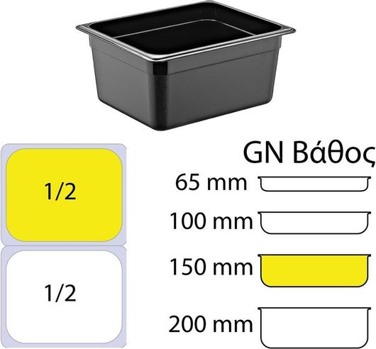 Σκεύος Gastronorm Πολυπροπυλενίου GN1/2 150mm