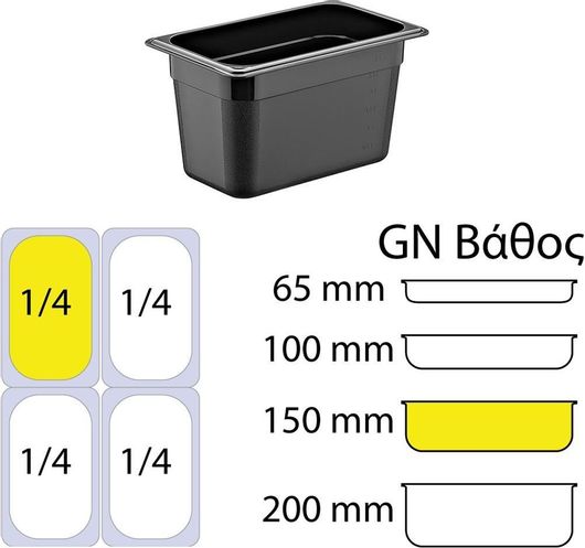 Σκεύος Gastronorm Πολυπροπυλενίου GN1/4 150mm