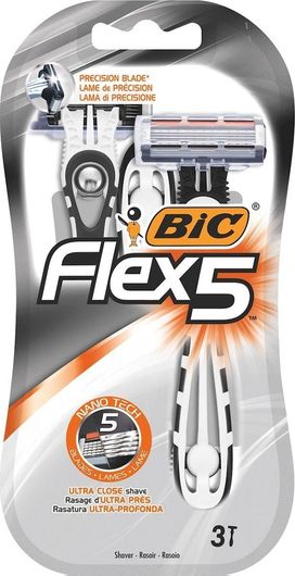 Ξυραφάκια Bic Flex 5 μιας Χρήσης με 5 Λεπίδες & Λιπαντική Ταινία Σετ 3τμχ