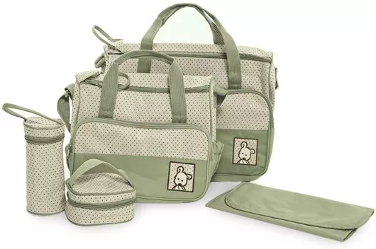 Σετ Τσάντα Αλλαξιέρα Beboulino Lina Ώμου/Χειρός 30x38x14cm Πράσινο 4τμχ