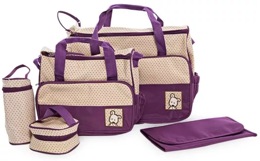 Σετ Τσάντα Αλλαξιέρα Beboulino Lina Ώμου/Χειρός 30x38x14cm Μοβ 4τμχ