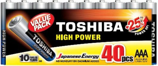 Αλκαλικές Μπαταρίες Toshiba High Power AAA 1.5V 40τμχ
