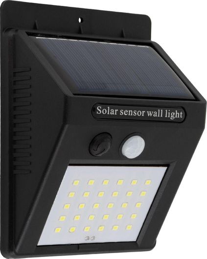 Ηλιακό Φωτιστικό GloboStar 71500 Επιτοίχιο IP65 με Ανιχνευτή Κίνησης & Φωτοκύτταρο LED SMD 6W Μαύρο
