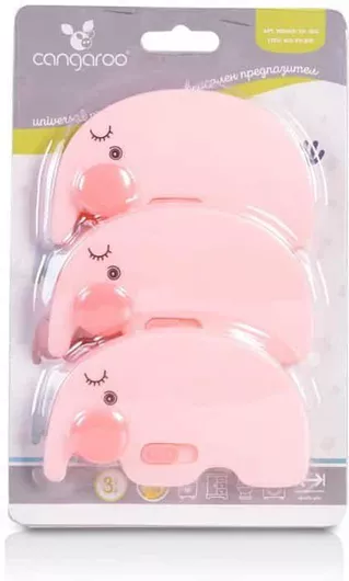 Προστατευτικά Cangaroo Henry για Ντουλάπια & Συρτάρια με Αυτοκόλλητο Πλαστικό Ροζ 3τμχ