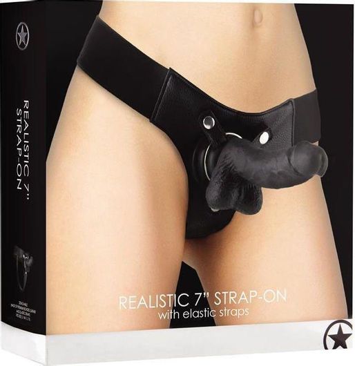 Harness Strap On Shots Ouch Realistic 18cm Μαύρο