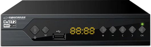 Ψηφιακός Δέκτης Mpeg-4 Esperanza EV107R DVB-T2 H.265 HDMI USB-A SCART Μαύρο