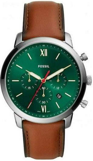 Ανδρικό Ρολόι Fossil FS5735 με Δερμάτινο Λουράκι Καφέ