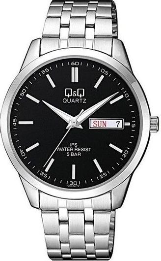 Ανδρικό Ρολόι Q&Q CD02J212Y με Μεταλλικό Μπρασελέ Ασημί