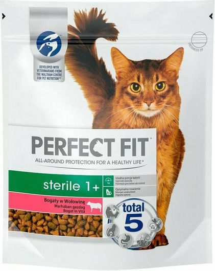 Ξηρά Τροφή Perfect Fit Sterile 1+ 0.75kg για Ενήλικες Στειρωμένες Γάτες με Βοδινό