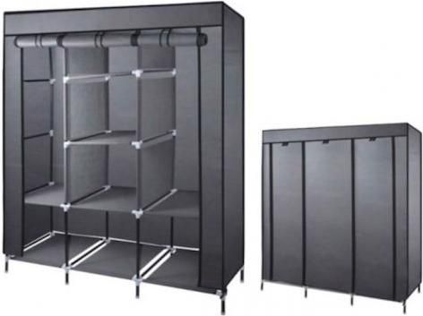 Ντουλάπα Bormann BPC1500 με Φερμουάρ & Ράφια Υφασμάτινη 130x45x175cm Γκρι