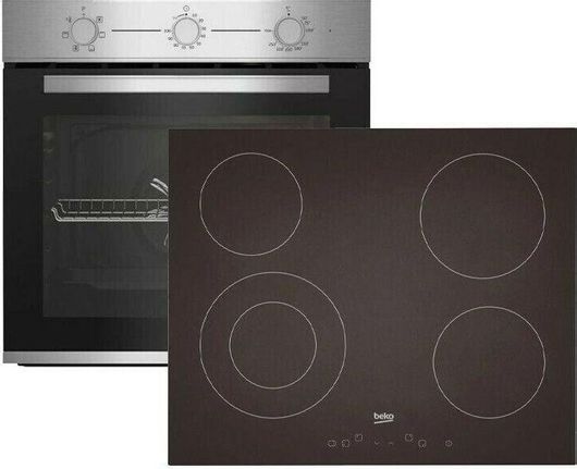 Φούρνος Άνω Πάγκου Beko BBIE12100XC + HIC64400E 66lt με Κεραμικές Εστίες 59.5x59.4x56.7cm Inox