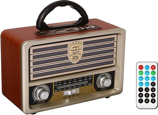 Ραδιόφωνο Andowl YX2022 Retro Φορητό Ρεύματος με Bluetooth / USB & Τηλεχειριστήριο Καφέ