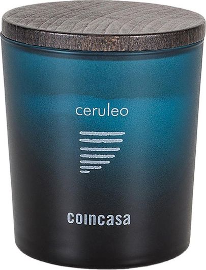 Αρωματικό Κερί Coincasa Iris And Talc 007256249 σε Γυάλινο Δοχείο με Καπάκι 9x8cm Μπλε Σκούρο