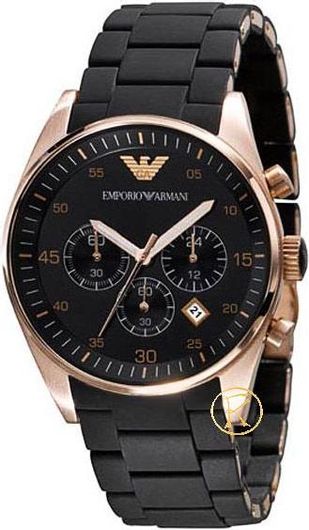 Ανδρικό Ρολόι Emporio Armani AR5905 Sportivo με Λουράκι από Καουτσούκ Μαύρο