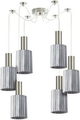 Κρεμαστό Φωτιστικό Οροφής Home Lighting 77-8393 Μοντέρνο Πολύφωτο για 6 Λαμπτήρες E27 Ασημί