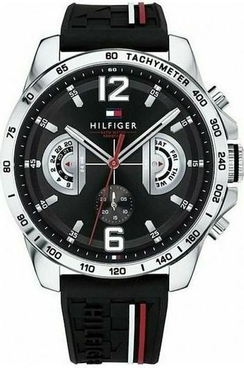 Ανδρικό Ρολόι Tommy Hilfiger 1791473 Decker με Λουράκι από Καουτσούκ Μαύρο
