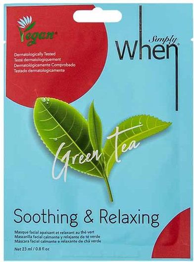 Μάσκα Προσώπου Simply When Vegan Καταπραϋντική & Χαλαρωτική με Πράσινο Τσάι 23ml