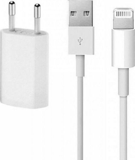 Apple Φορτιστής με Θύρα USB-A & Καλώδιο Lightning Λευκός A1400 + MD818
