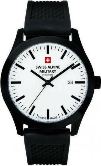 Ανδρικό Ρολόι Swiss Alpine Military by Grovana SAM7055.1873 με Λουράκι από Καουτσούκ Μαύρο