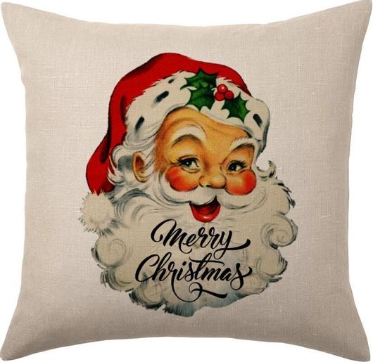 Χριστουγεννιάτικο Διακοσμητικό Μαξιλάρι Santa Vintage Λινό 40x40cm