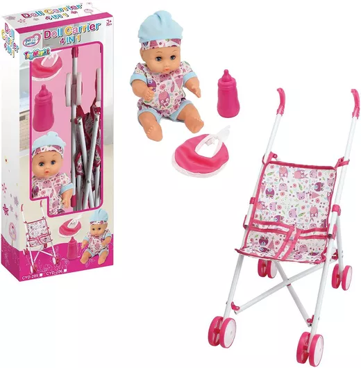 Μωρό Κούκλα ToyMarkt Σετ με Καρότσι για 3+ Ετών