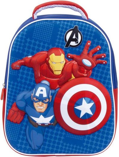 Σχολική Τσάντα Νηπιαγωγείου 3D Avengers Iron Man - Captain America Μπλε Disney