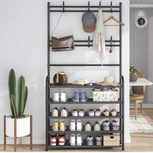 Παπουτσοθήκη Κρεμάστρα 5 Ράφια 170x60x29cm Μαύρο