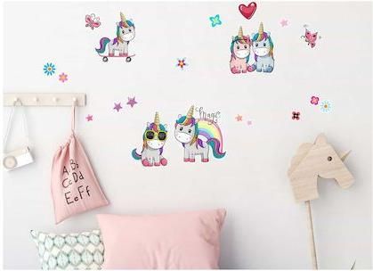 Παιδικό Διακοσμητικό Αυτοκόλλητο Τοίχου Ango Colorful Unicorns L 20τμχ