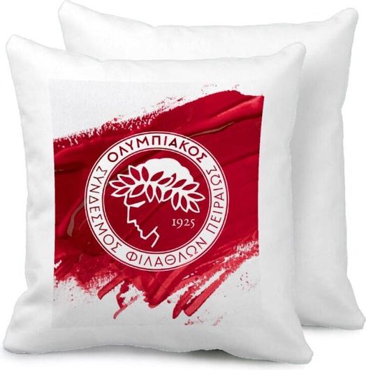 Διακοσμητικό Μαξιλάρι Olympiacos F.C. Καναπέ 40x40cm Λευκό
