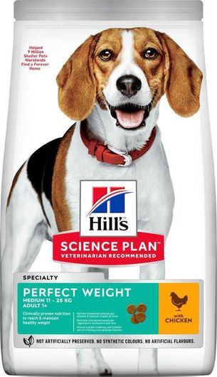 Ξηρά Τροφή Hill's Science Plan Adult Perfect Weight Medium 2kg για Ενήλικους Σκύλους Μεσαίων Φυλών Διαίτης με Κοτόπουλο
