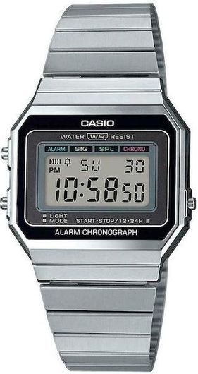 Ανδρικό Ρολόι Casio A-700WE-1AEF Vintage Iconic με Μεταλλικό Μπρασελέ Ασημί