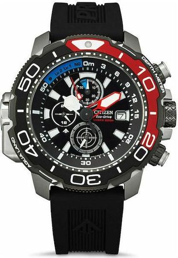 Ανδρικό ρολόι Citizen BJ2167-03E Promaster Marine Diver Χρονογράφος με Καουτσούκ Λουράκι Μαύρο 