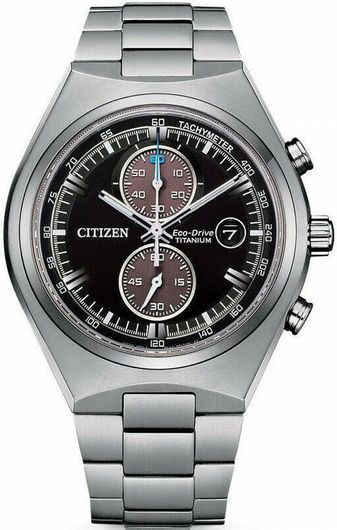 Ανδρικό ρολόι Citizen CA7090-87E Super Titanium Χρονογράφος Eco - Drive με Μεταλλικό Μπρασελέ Ασημί