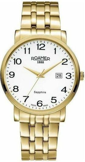 Ανδρικό Ρολόι Roamer R709856482670 Classic με Μεταλλικό Μπρασελέ Χρυσό