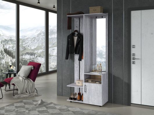 Έπιπλο Εισόδου FREGAT με Κρεμάστρα / Καθρέπτη / Παπουτσοθήκη 82.4x40x197.5cm Γκρί