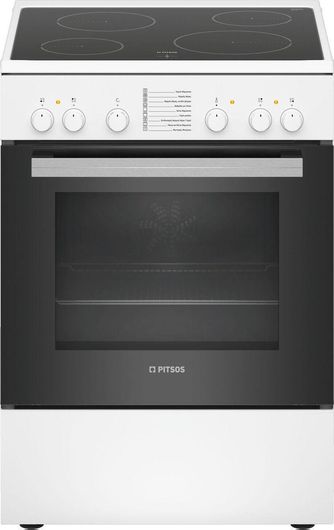 Κουζίνα Pitsos PHC009120 66lt με Κεραμικές Εστίες 60cm Λευκό